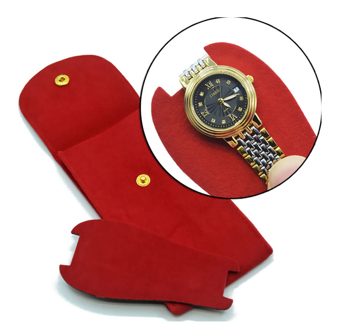 Premium Velvet Watch Pouch & Travel Case - Portable Watch Roll Storage Organizer for Men & Women | Protective Watch Box Pouch (Red) - Perfect for Travel, Daily Use & Watch Collection Display