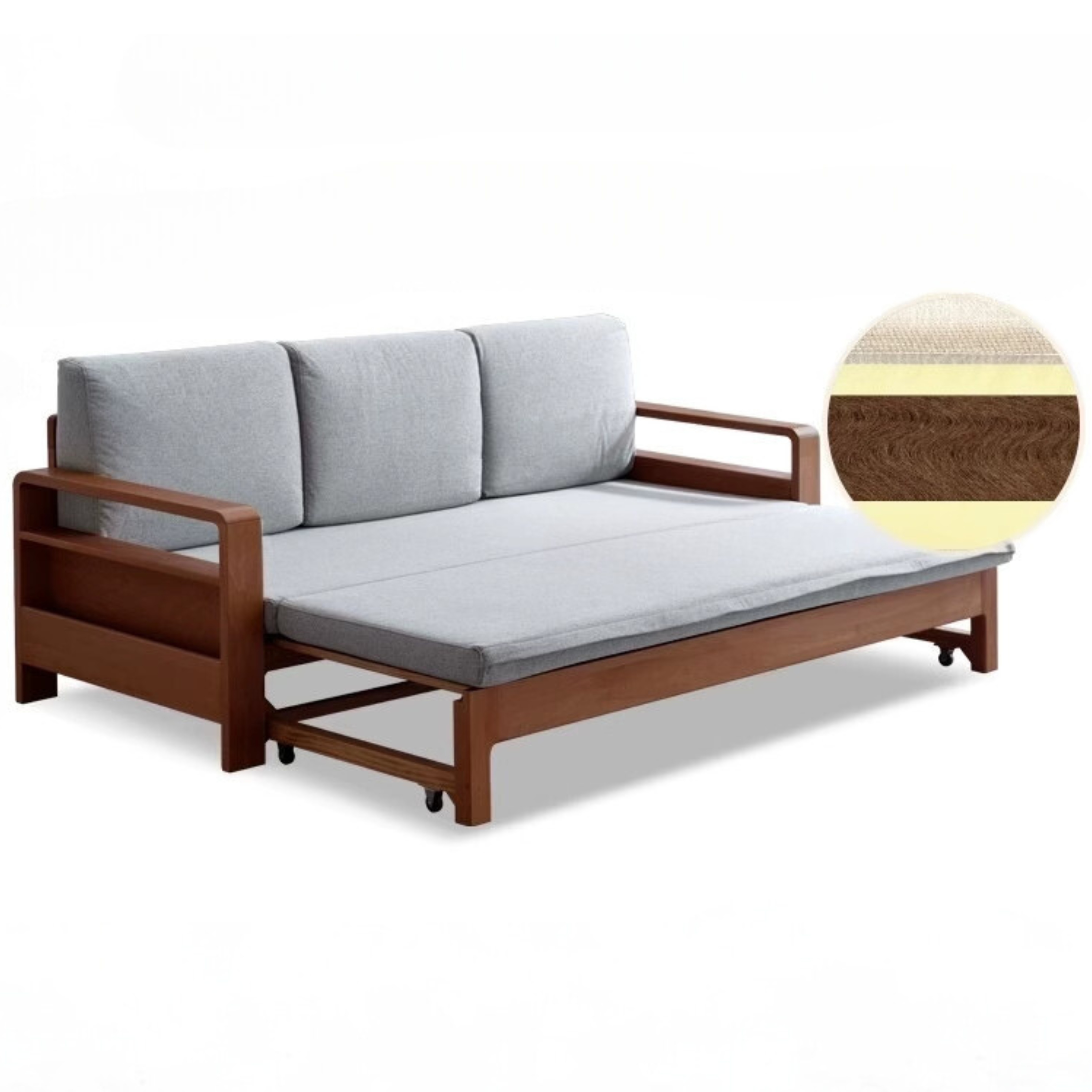 83.5x31.1-55.7x26.8 inch / 212x79-141.5x68сm / Beech Walnut - fog gray/coconut palm mat