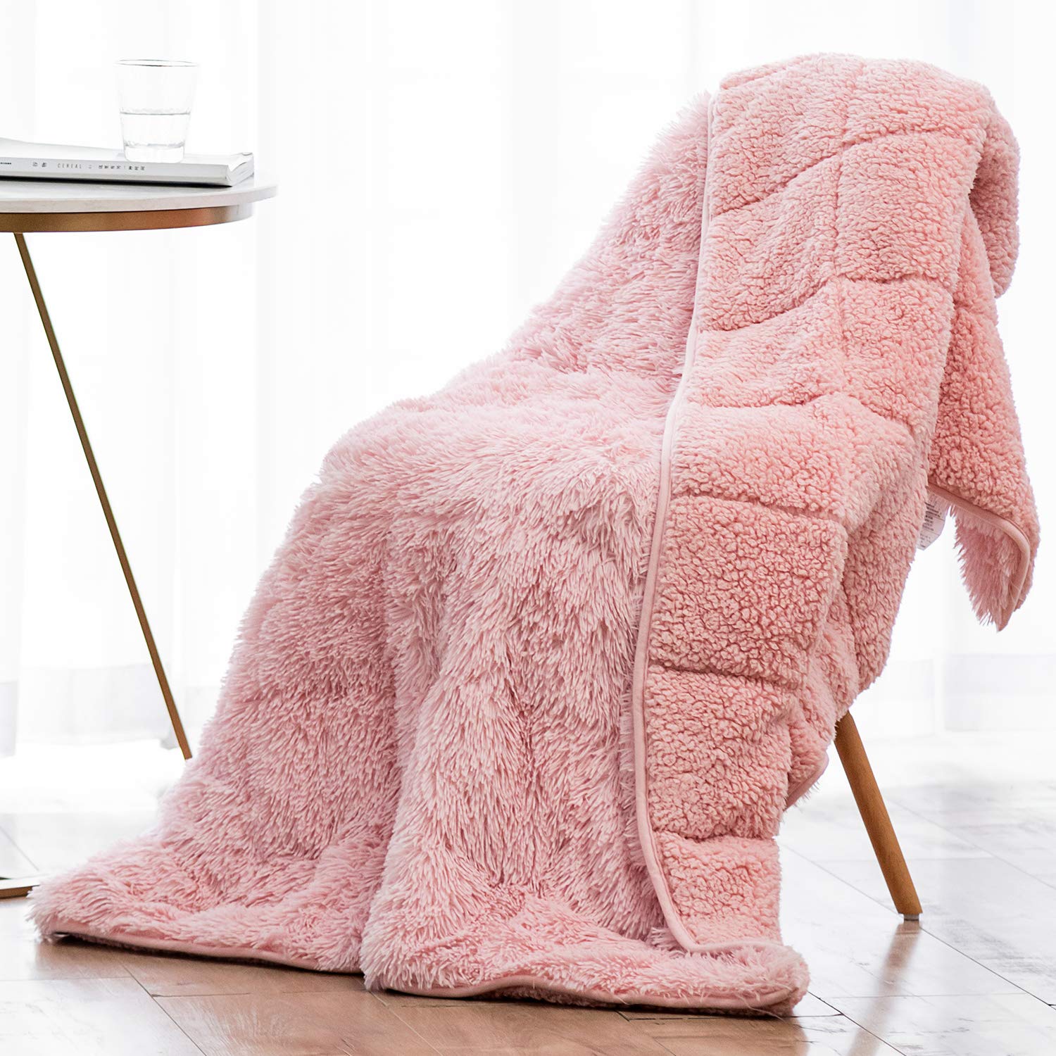 Premium 20lbs Weighted Blanket for Adults - Soft Shaggy Long Fur Faux & Sherpa Plush - Cozy Heavy Blanket for Bed, Couch, Sofa - 60
