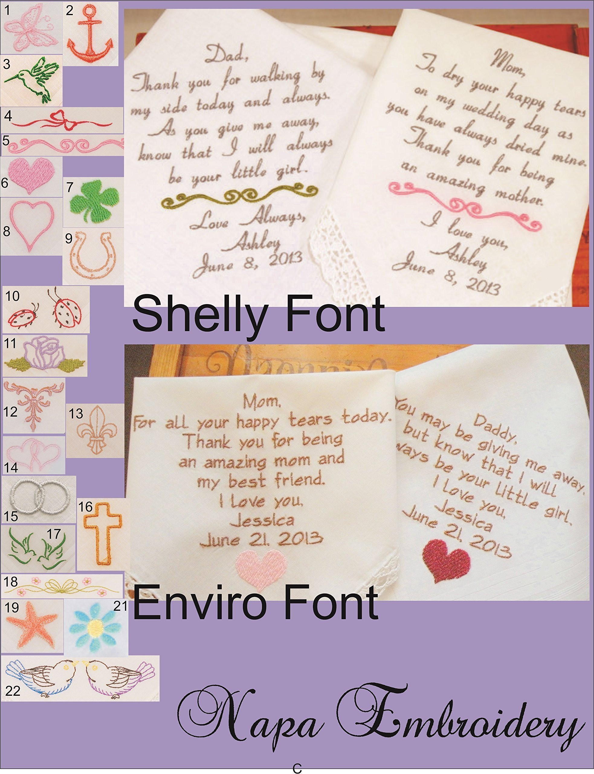 Personalized Embroidered Wedding Handkerchiefs - Thoughtful Gift for Mother of the Bride, Mother of the Groom & Mother-in-Law | Elegant Keepsake for Wedding Day Tears & Special Moments | by Napa Embroidery