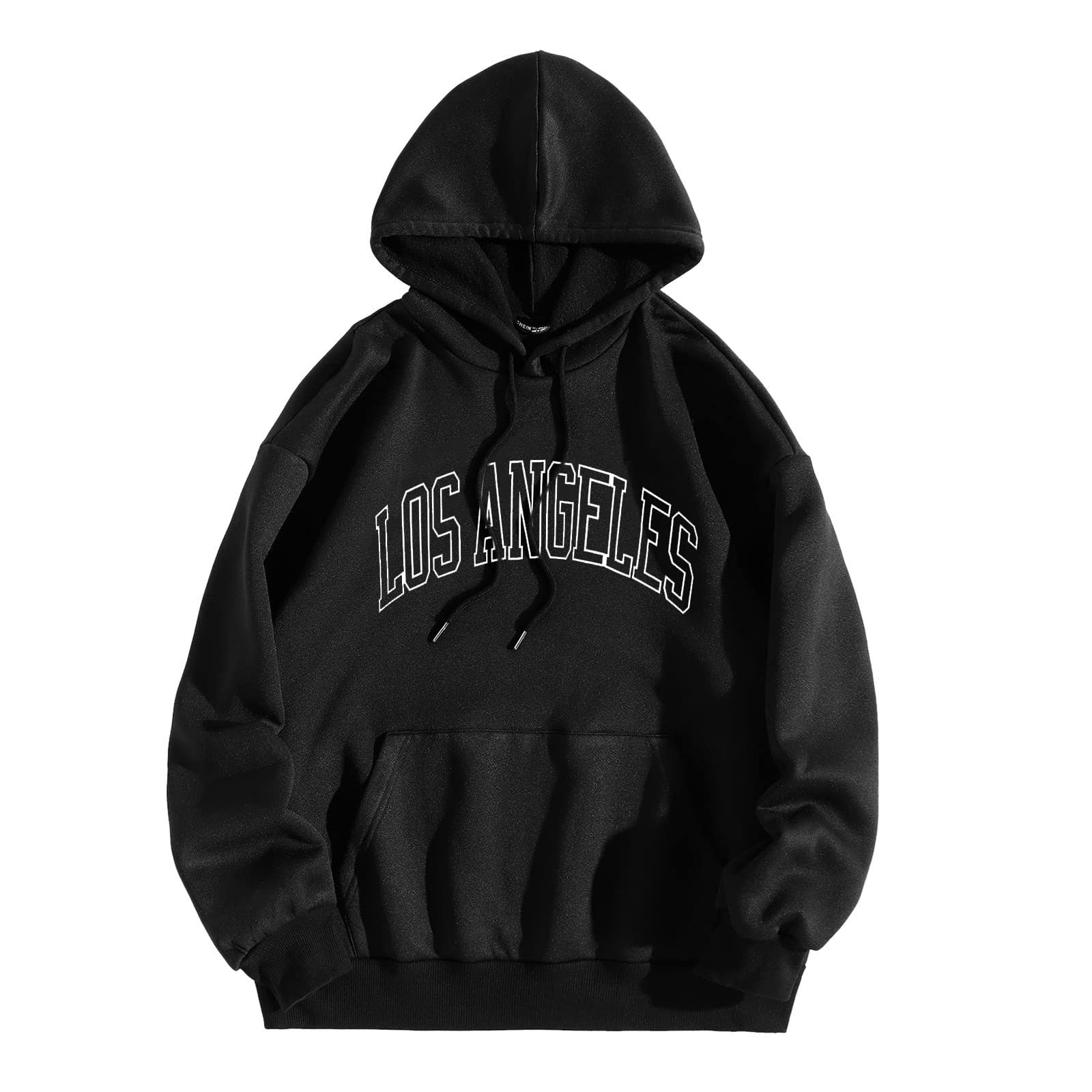 Los Angeles Men's Graphic Print Hooded Zip-Up Sweatshirt - Long Sleeve Pullover with Round Neck - Casual Streetwear for Urban Fashion & Outdoor Activities