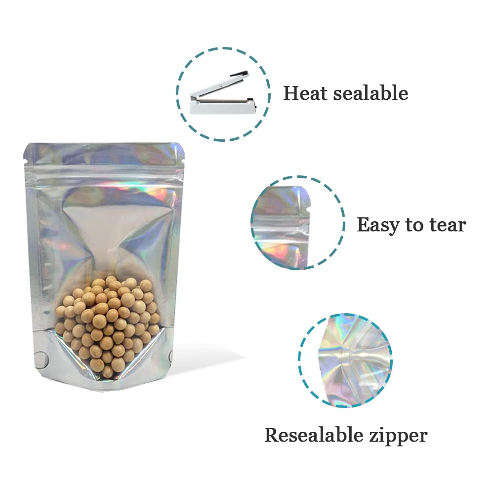 500 Pack 5.5x7.87 Inch Resealable Stand Up Zipper Lock Bags - Clear Foil Food Storage Pouches with Gusset Bottom & Heat Seal for Snacks, Coffee, Nuts | Perfect for Home, Office & Commercial Use