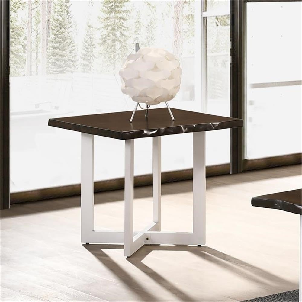 Baletto Contemporary Wood End Table Set of 2 - Oak & White Finish Modern Nightstand for Living Room, Bedroom, or Office - Side Table with Storage Shelf for Books & Decor