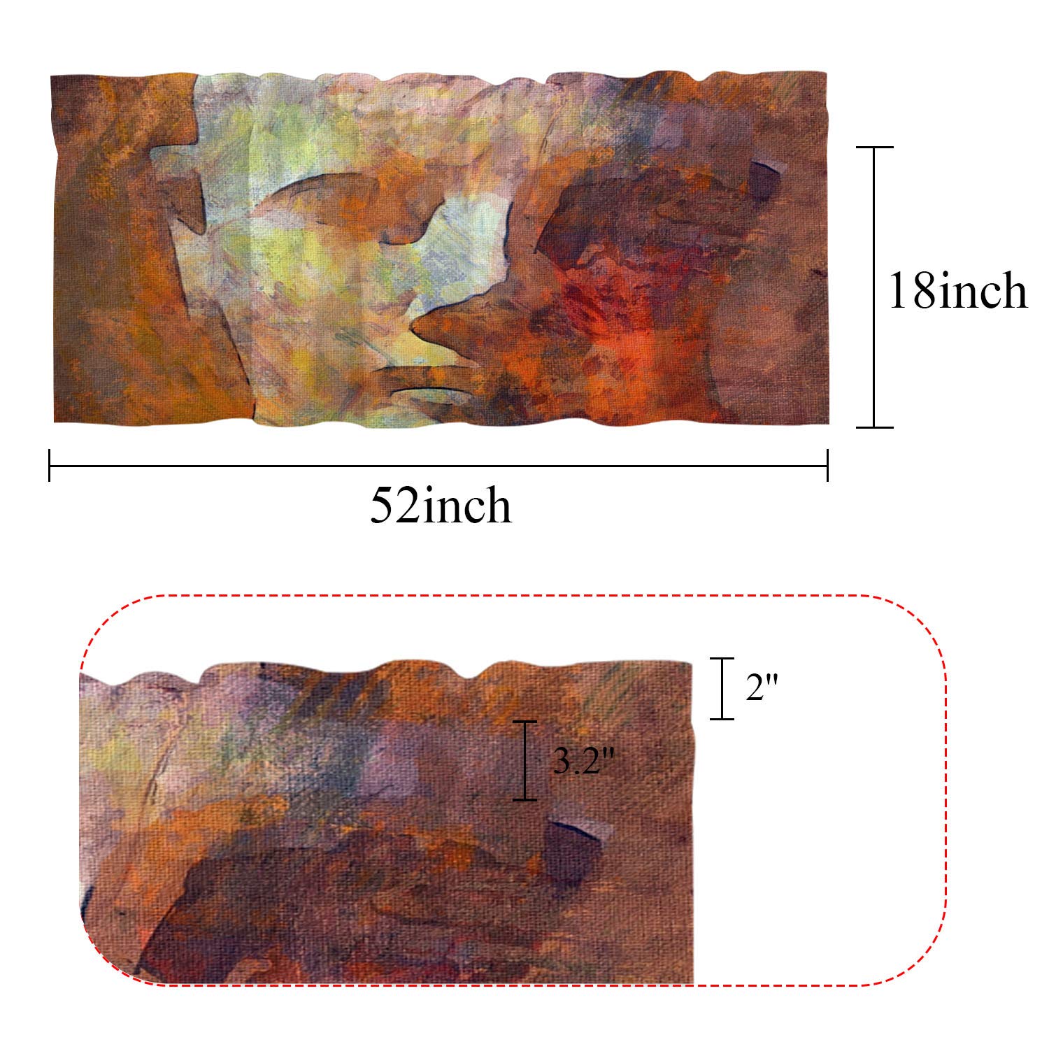 Shrahala African Abstract Kitchen Valance - 52x18 Inch Heat Insulated Half Window Curtain with Ink Printing - African Queen Design for Kitchen Decoration | Perfect for Farmhouse, Boho, or Ethnic Style Kitchens
