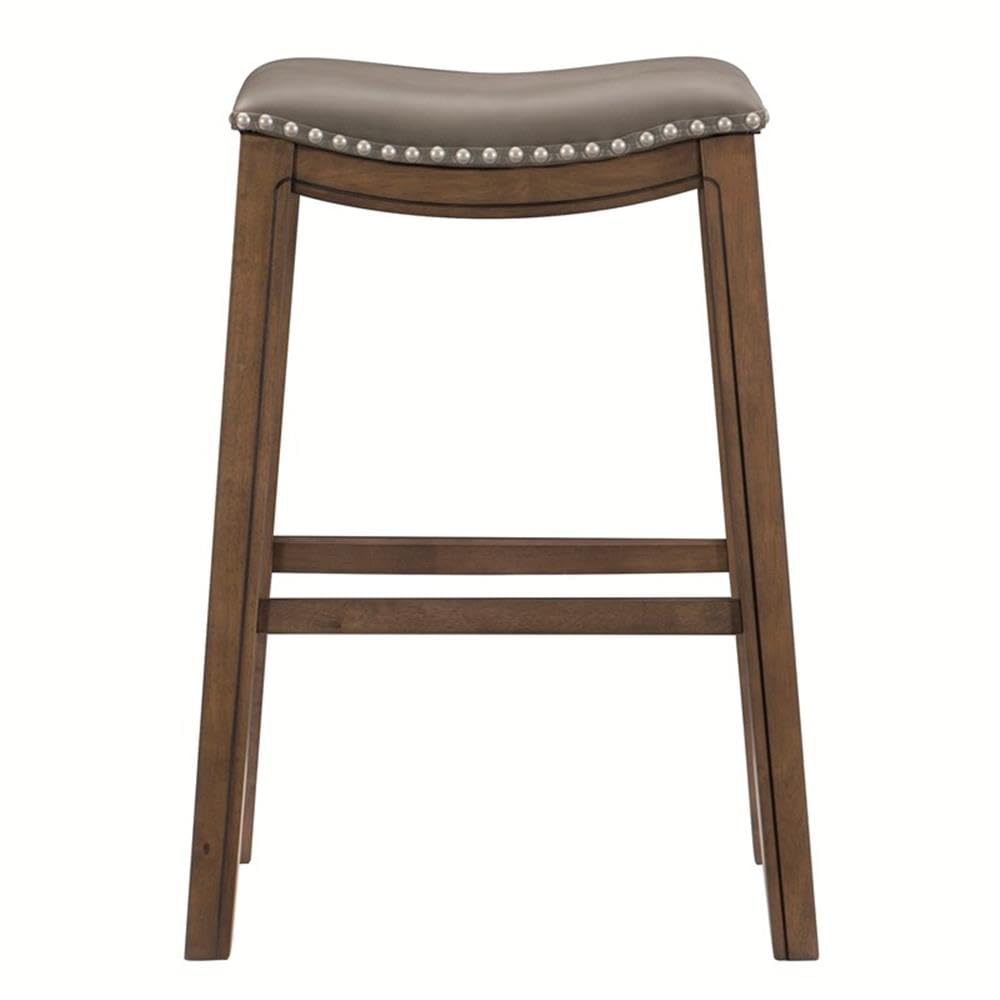 3-Pack Grey Upholstered Faux Leather Backless Bar Stools - 29