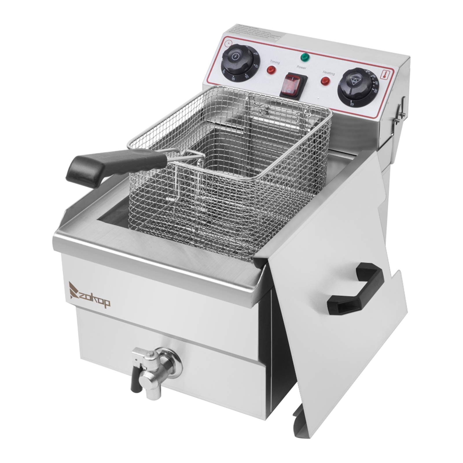 8.5QT Commercial & Home Electric Deep Fryer with 2 Removable Baskets, Temperature Control, Oil Filtration & Drainage - Perfect for Restaurants, Catering & Family Gatherings - Silver