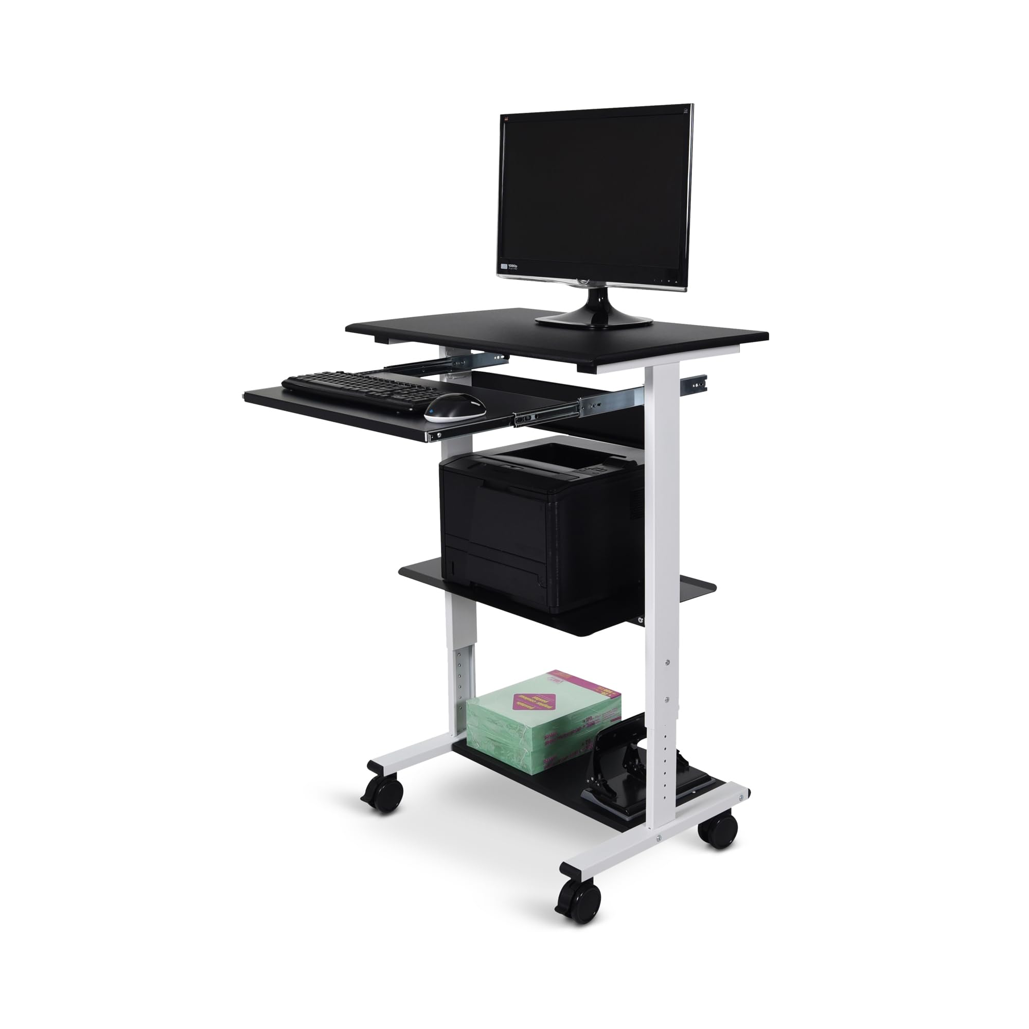 LUXOR STAND-WS30 Adjustable 3-Tier Standing Desk Converter | Ergonomic Height-Adjustable Workstation for Home & Office | Perfect for Laptops, Monitors & Office Accessories