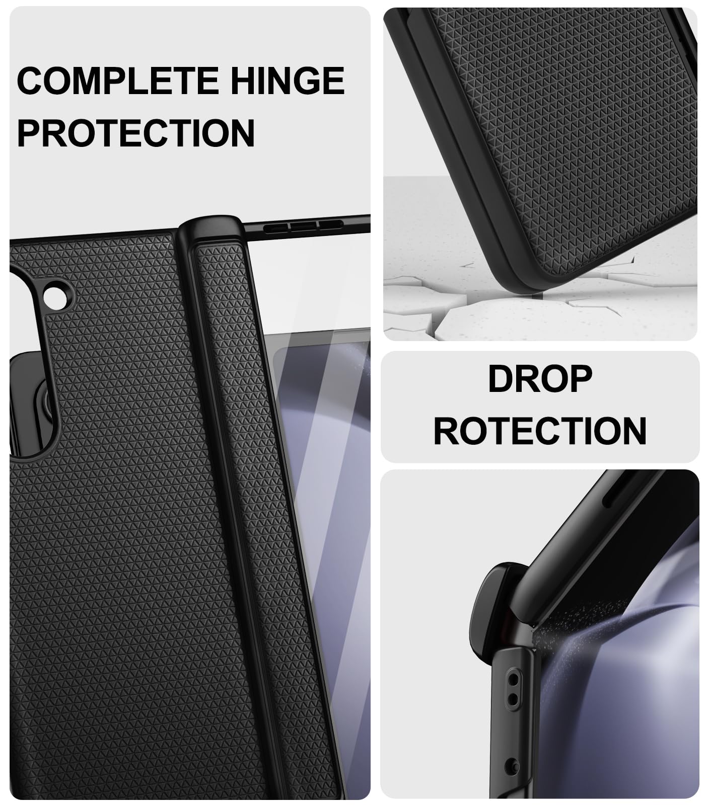 Samsung Galaxy Z Fold 5 Case with Screen Protector & Hinge Protection - Slim Fit Shockproof Lightweight Durable Hard PC Cover for Galaxy Z Fold 5 5G (2023) - Perfect for Work, Travel & Everyday Use - Black