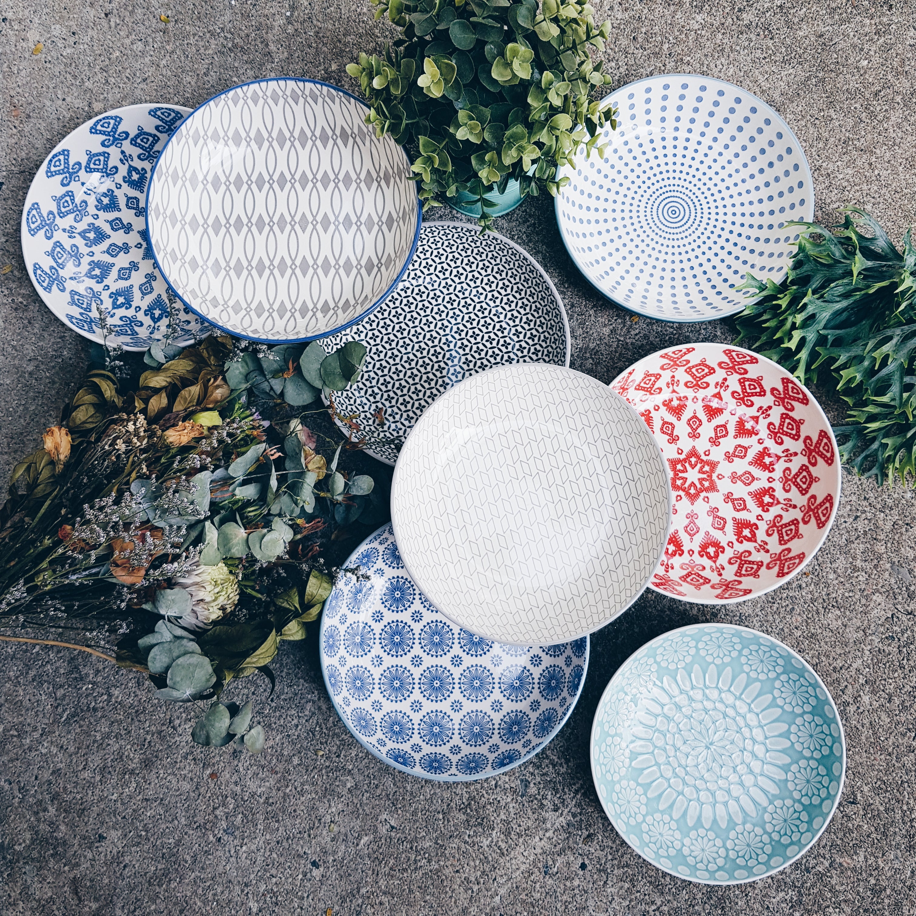 White Waves Assorted Prints Pasta Dish Set - 50% Off + Buy 1 Get 1 Free - Perfect for Dinner Parties & Italian-Themed Decor