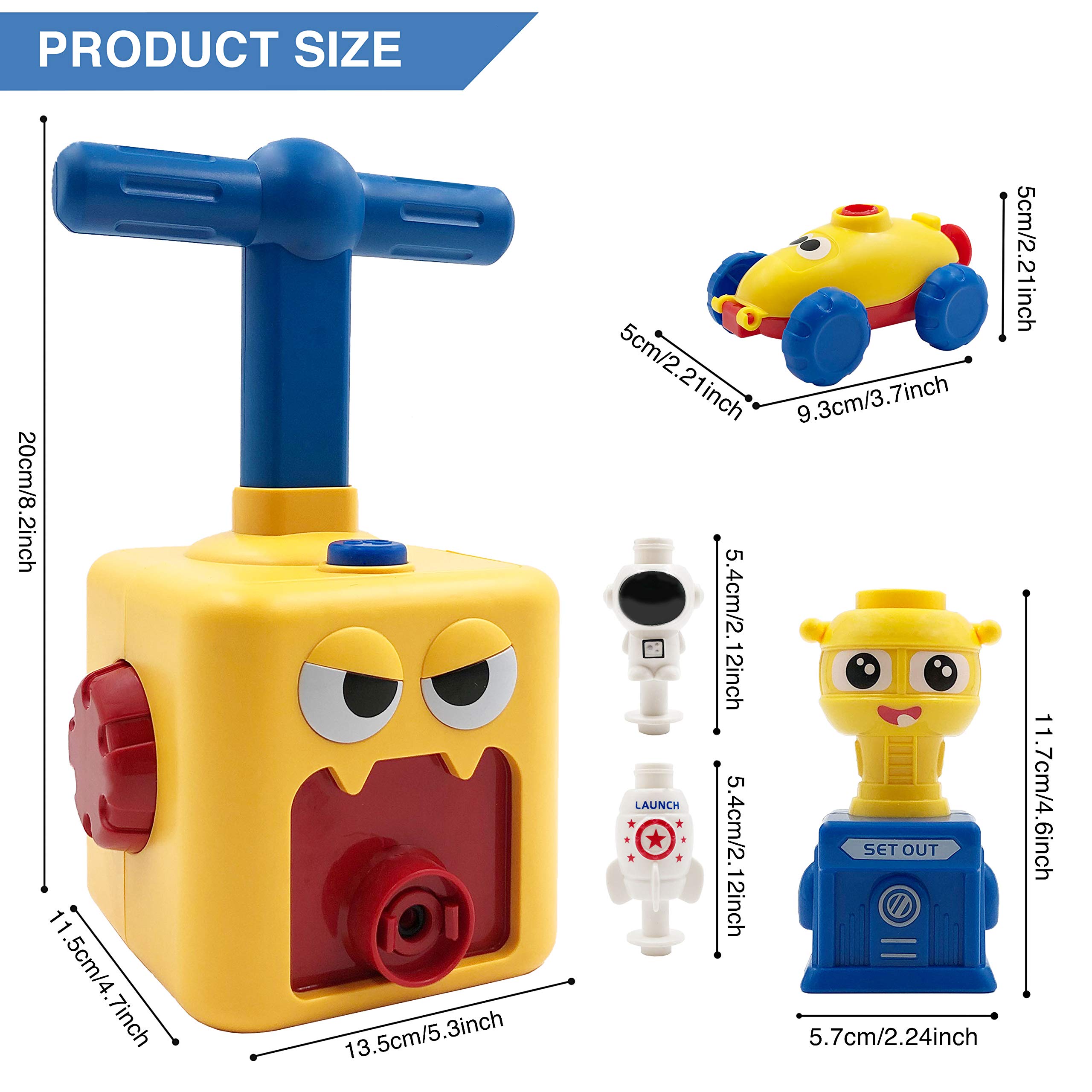 Balloon Car Toy Pump Set for Kids - Fun Balloon Power Launcher STEM Toy | Yellow Balloon Launcher Vehicle | Great Birthday & Holiday Gift for Boys & Girls | Outdoor Play & Science Learning Activity