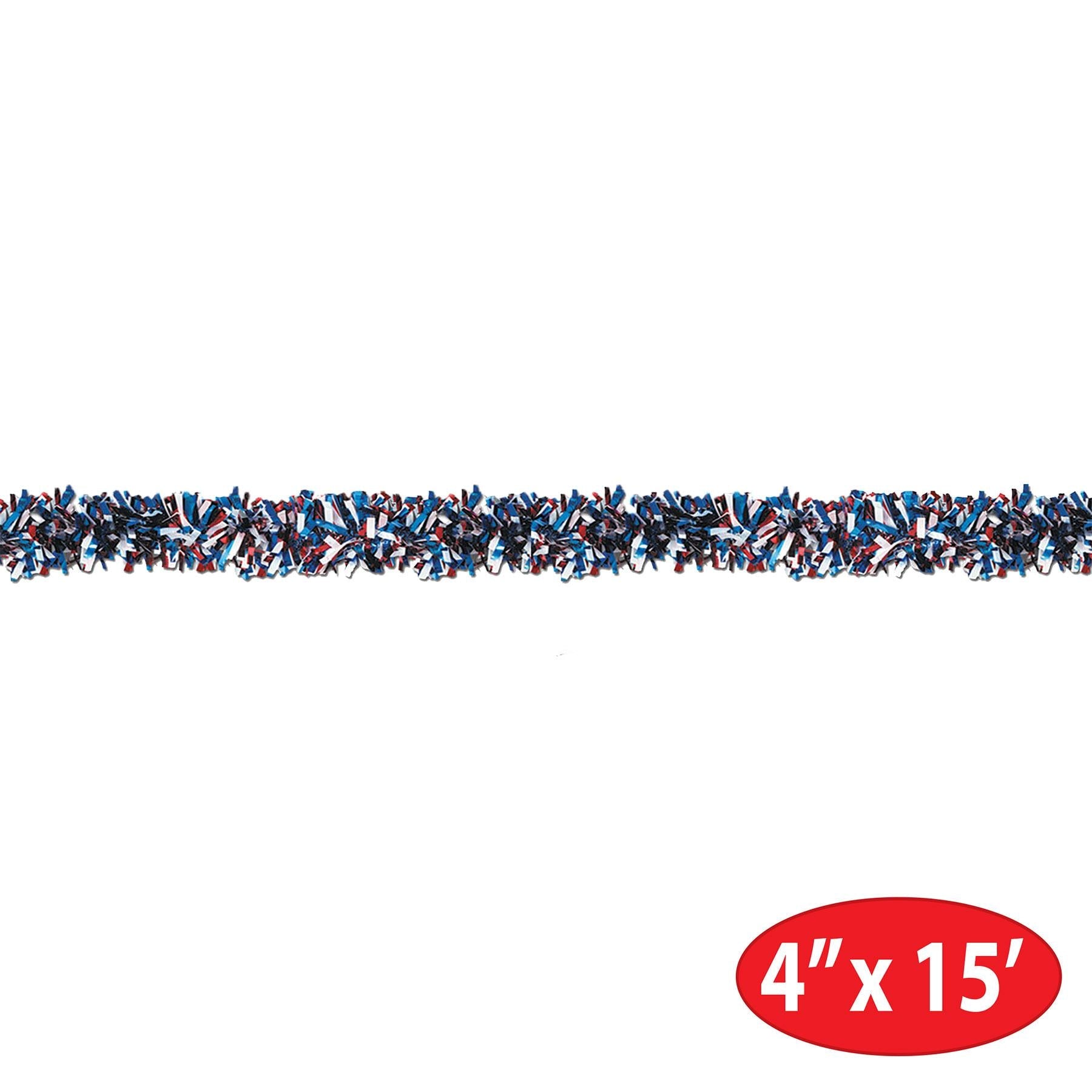 12 Pack Beistle 6-Ply Metallic Party Garland - Red, White & Blue Patriotic Decor for Independence Day, Christmas & Birthday Celebrations