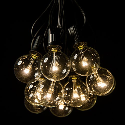 50 Foot - LED G40 Bulbs - Black Wire