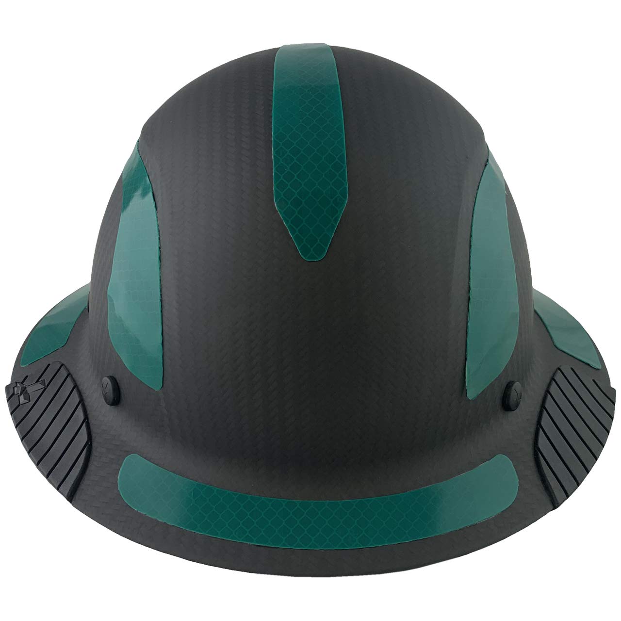 Premium Carbon Fiber Full Brim Safety Helmet - ANSI Certified Hard Hat with Matte Black Finish & Green Reflective Decals - Includes Durable Tote Bag - Ideal for Construction, Industrial Work & Outdoor Safety Gear