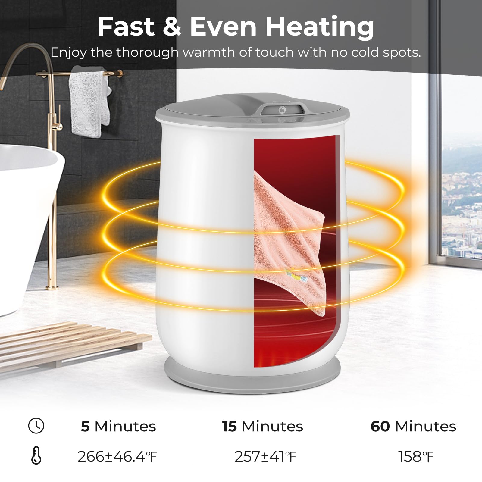 COSTWAY 21L Large Electric Towel Warmer & Blanket Heater with Flip-top Lid, Child Safety Lock & Auto Shut Off - Perfect for Bathrobes, Spa Towels & Home Bathroom Accessories (45