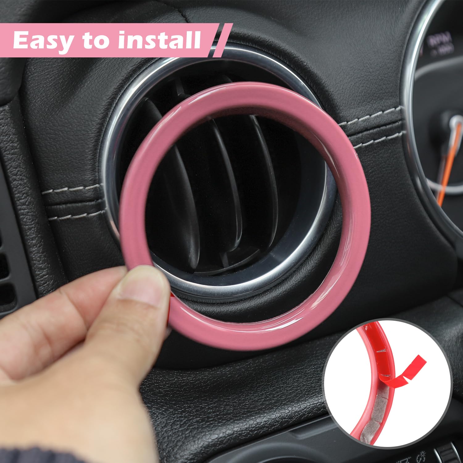 Jeep Wrangler JL JLU & Gladiator JT Dash Air Vent Covers (2018-2023) - Pink Interior Accessories 4pc Set | AC Vent Trim for Enhanced Style & Protection | Perfect for Off-Road Adventures & Daily Commutes