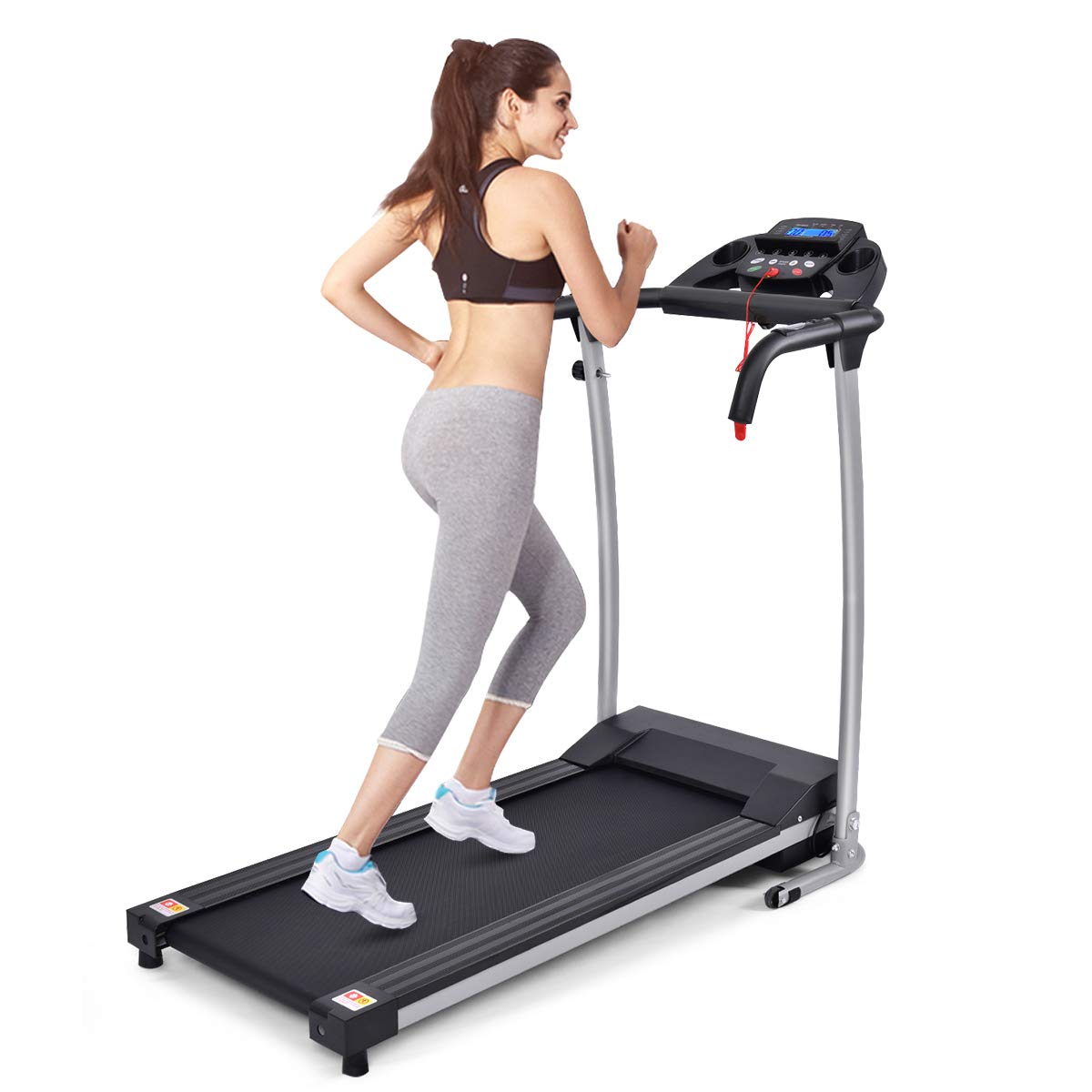 Goplus Folding Treadmill - Electric Running Machine with LED Display & Phone Holder, Portable Compact Superfit Treadmill for Home, Office & Small Spaces - Perfect for Home Gym, Apartment Workouts & Indoor Cardio Training
