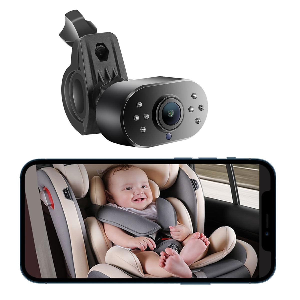 GreenYi WiFi Car Baby Monitor with IR Night Vision - 720P HD Wireless Rear/Front View Camera for Android Head Units, iPhone, iPad & Smartphones - Perfect for Night Driving, Baby Monitoring & Parking Assistance