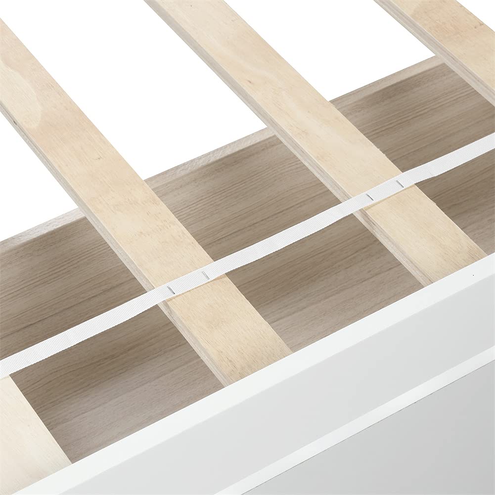 Twin Platform Storage Bed Frame with 2 Drawers & Headboard - Solid Wood No Box Spring Needed - White - Perfect for Small Bedrooms, Kids Rooms & Space-Saving Solutions