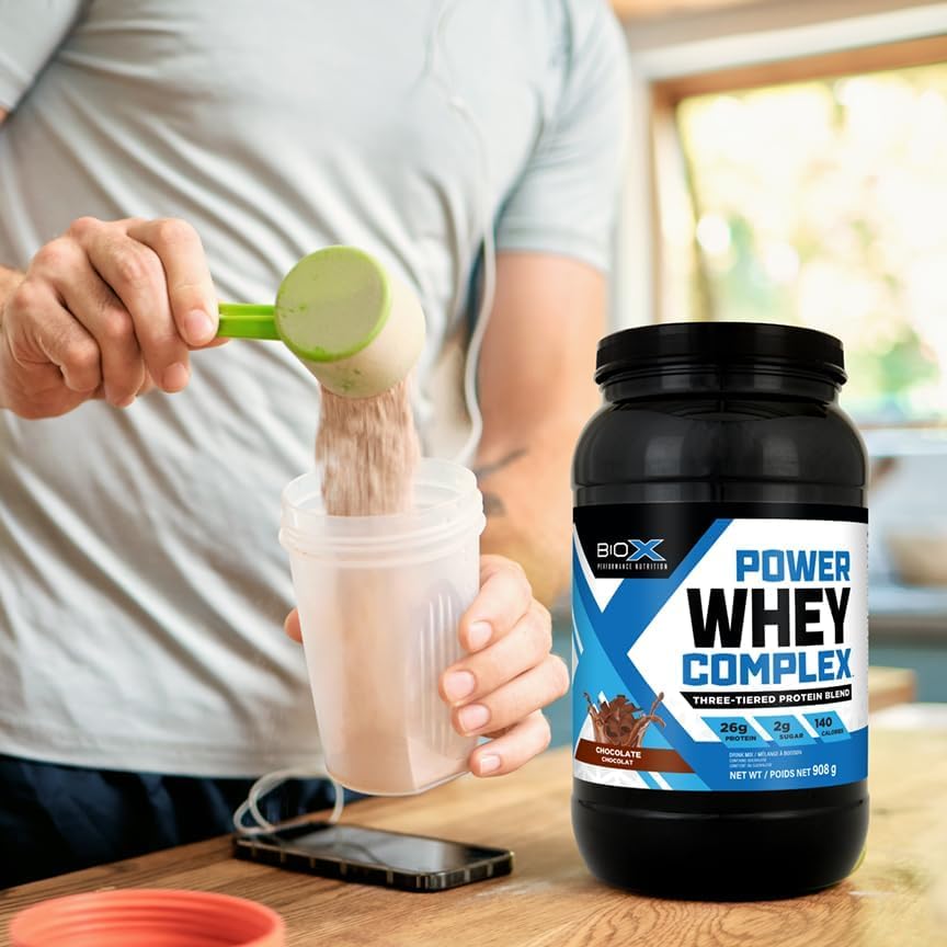 BioX Power Whey Complex - 100% Pure Whey Protein Powder with 26g Protein per Serving | Whey Concentrate, Isolate & Hydrolyzed Whey Blend | 2LB (Cocoa Mocha) 26 Servings | Post-Workout Recovery & Muscle Building Supplement for Athletes & Fitness Enthusiasts