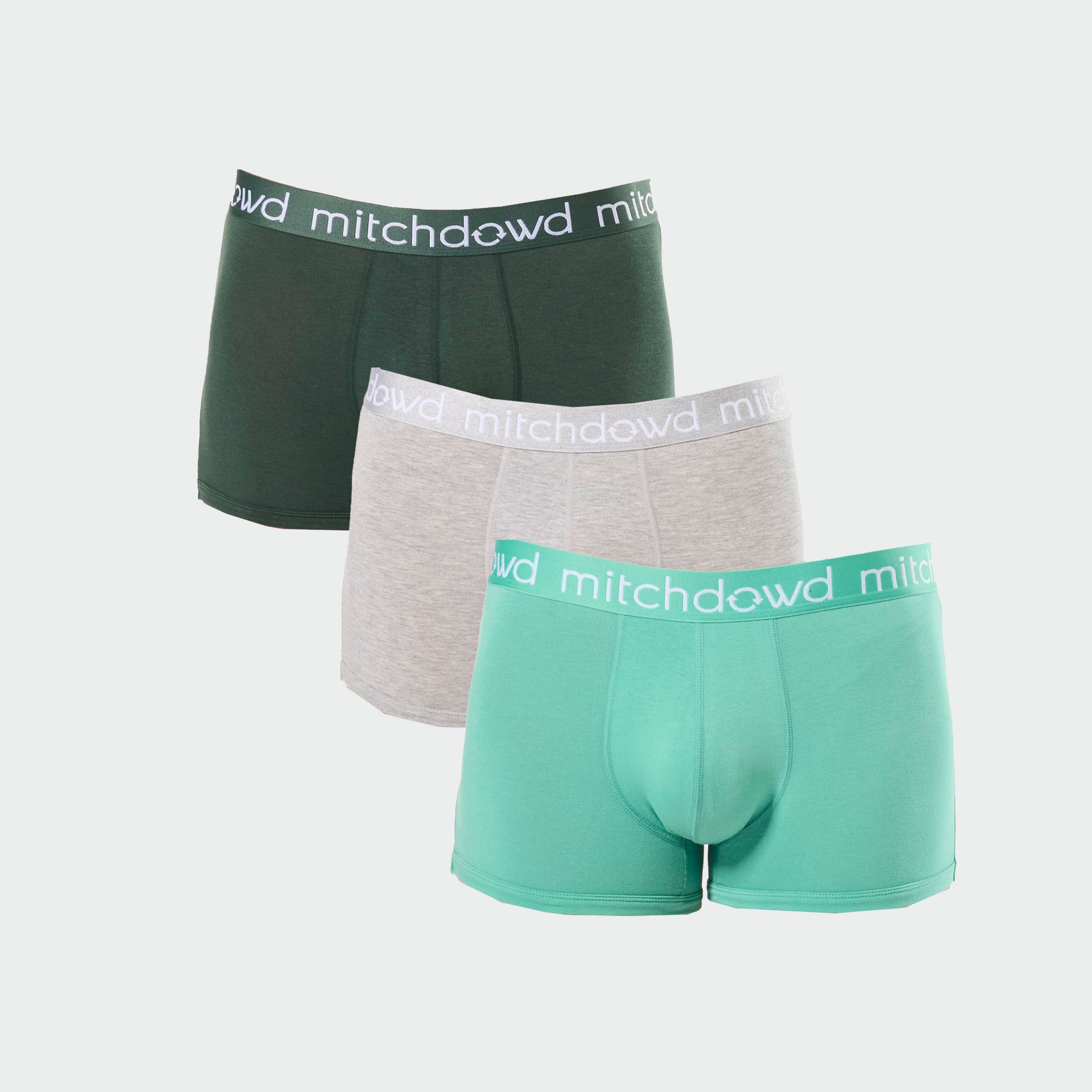 Premium 3-Pack Men's Bamboo Trunks - Breathable & Eco-Friendly Underwear in Green & Grey | Perfect for Travel, Gym & Everyday Comfort
