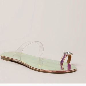 Allie Rhinestone Single Toe Sandals for Women - Sparkly Pink Summer Dress Shoes | Perfect for Weddings, Parties & Beach Vacations