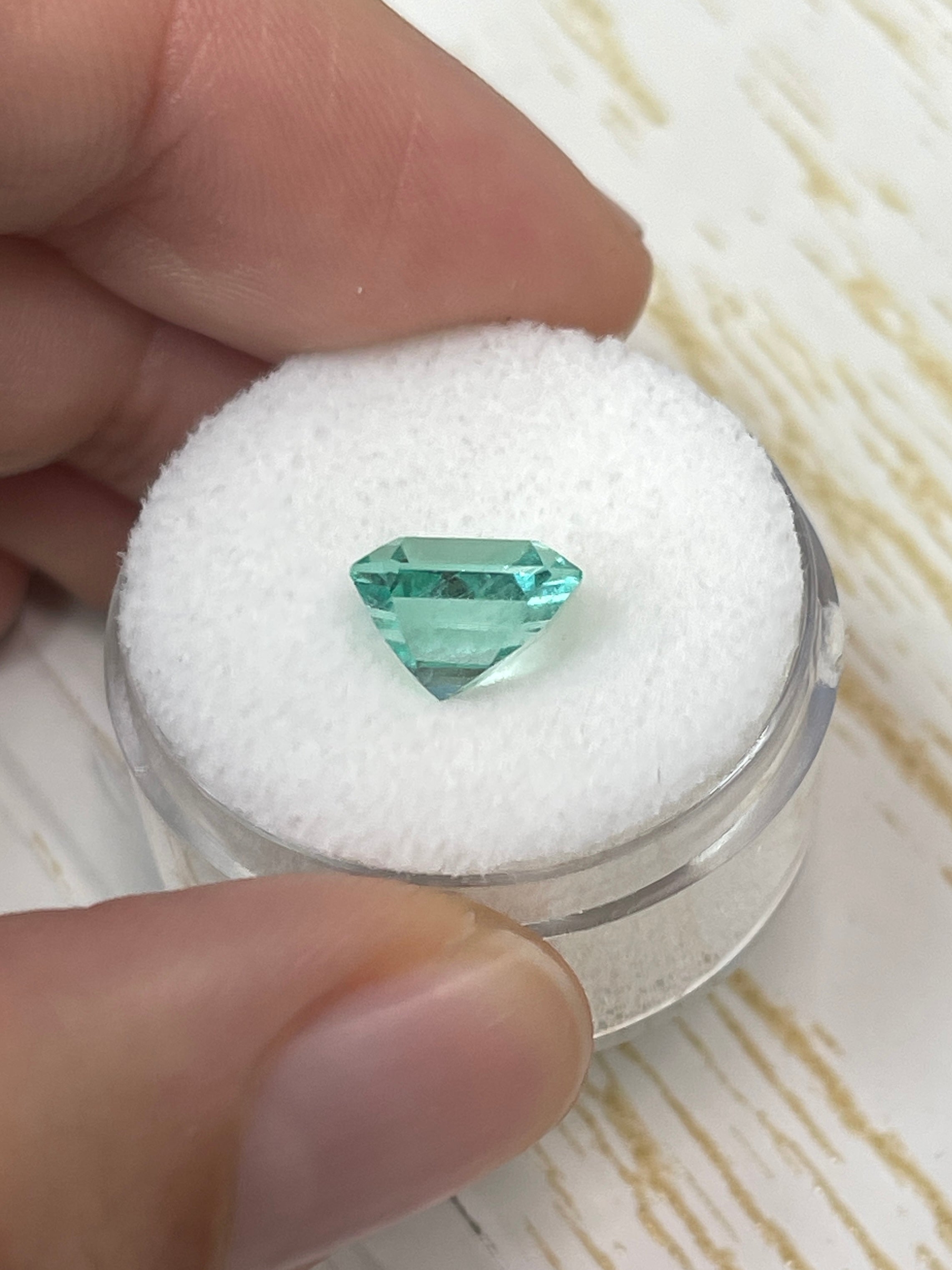 2.87 Carat 9x8mm Seafoam Green Natural Loose Colombian Emerald Gemstone - Emerald Cut for Jewelry Making, Engagement Rings & Luxury Gifts