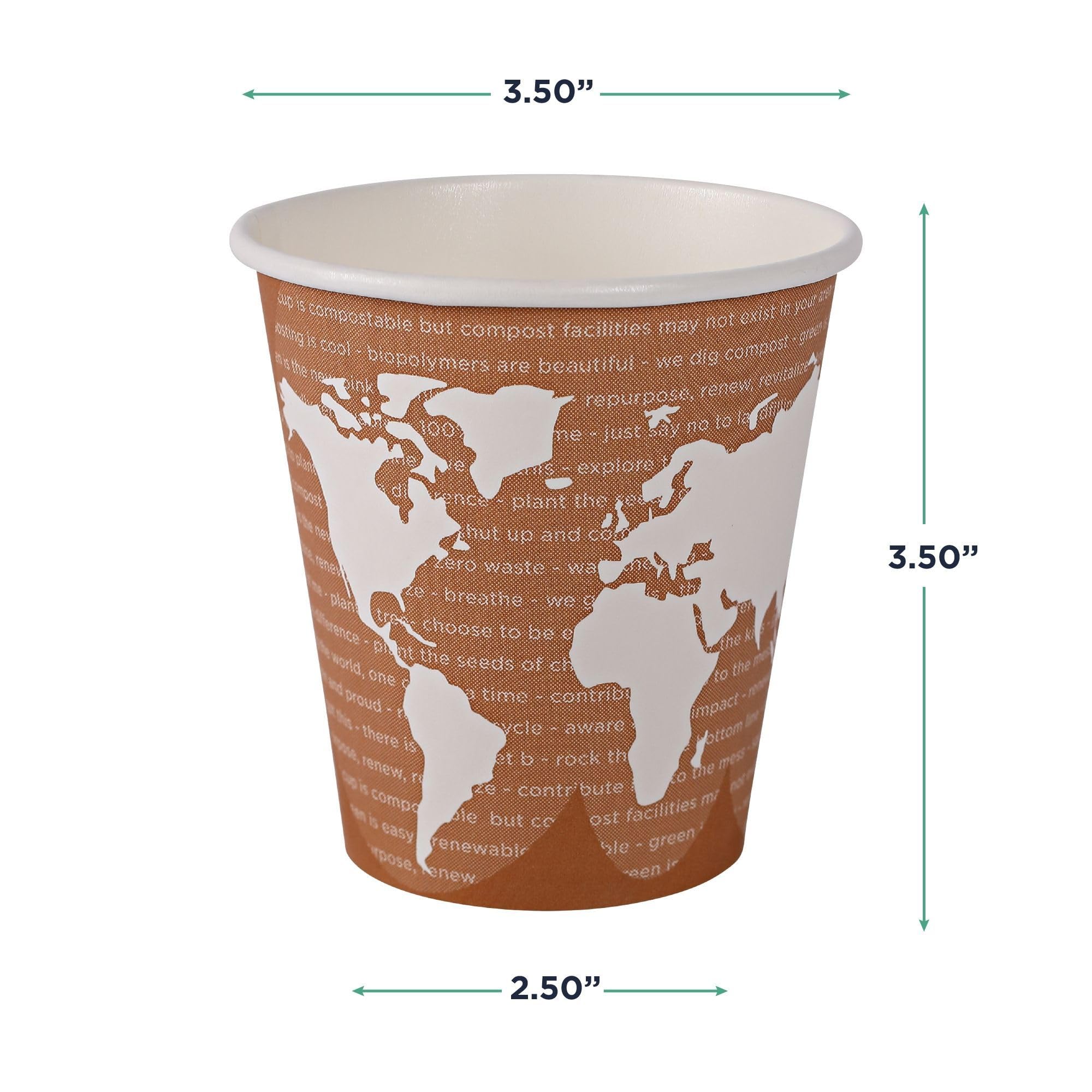 ECO PRODUCTS Compostable 10oz Disposable Coffee Cups - 1000 Count, Plant-Based PLA Lining, Hot/Cold Beverage Paper Cups for Office, Cafes & Events | Biodegradable & Eco-Friendly World Art Design