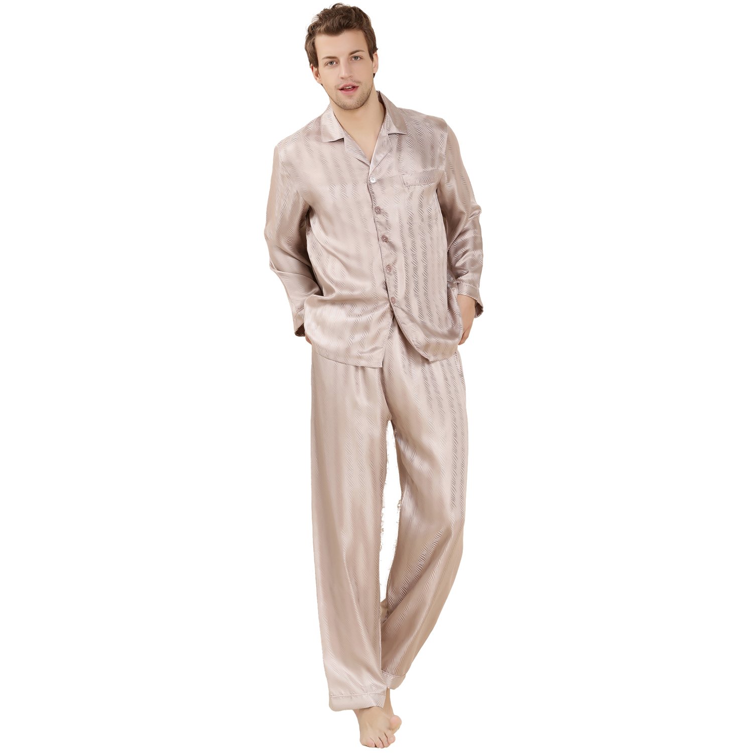 Premium 100% Silk Pajamas for Men - Luxury Sleepwear Set, Breathable & Comfortable - Perfect Gift for Birthday, Anniversary & Holidays - Ideal for Lounging, Relaxing & Quality Sleep