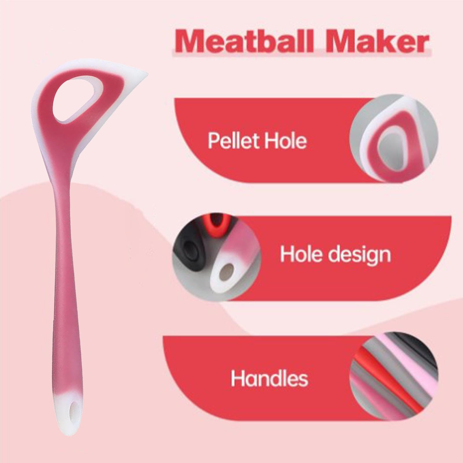 2PCS Non-Stick Silicone Meatball Scoop & Maker with Handles - Quick & Easy Meatball Press Spoon for Fish Balls, Meatballs - Perfect for Home Cooking, Meal Prep & Party Food Serving