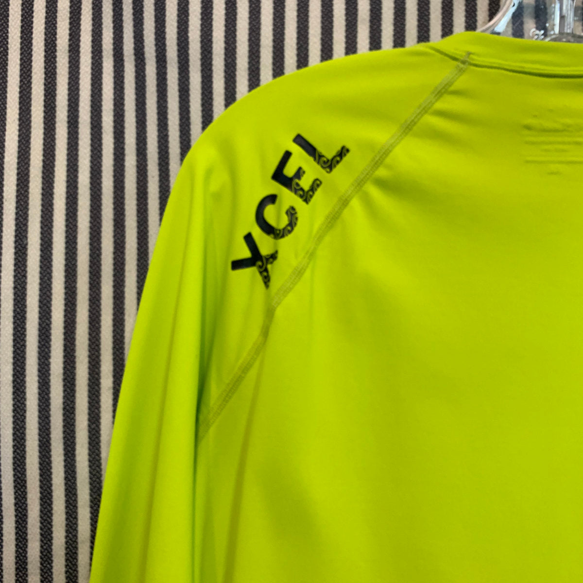 Men's XCEL Regatta Series Long Sleeve Rash Guard Shirt - Lime Green - UPF 50+ Sun Protection for Surfing, Swimming & Outdoor Activities