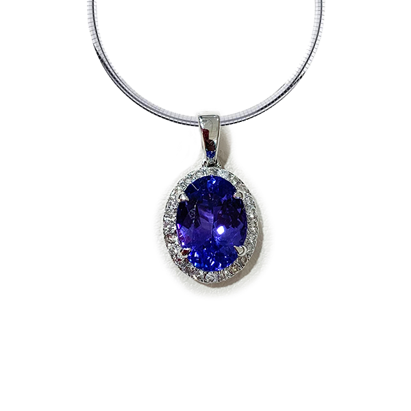 18k White Gold Tanzanite Pendant Necklace for Women - Genuine Tanzanite Gemstone Jewelry Gift for Birthday, Anniversary & Special Occasions