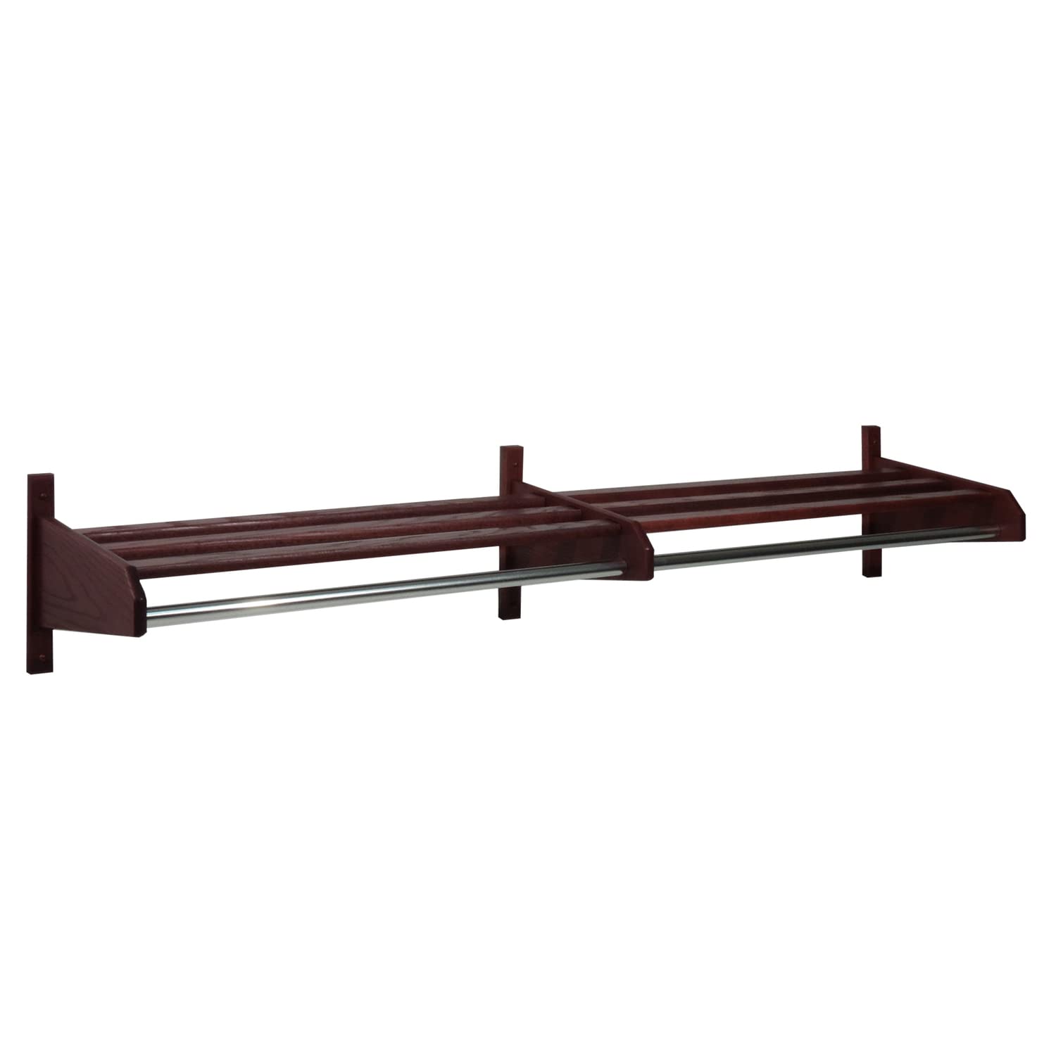 50-Inch Solid Mahogany Wooden Coat Rack with Small Hook Hangers - Wall Mounted Hat & Jacket Organizer for Entryway, Bedroom, or Mudroom Storage