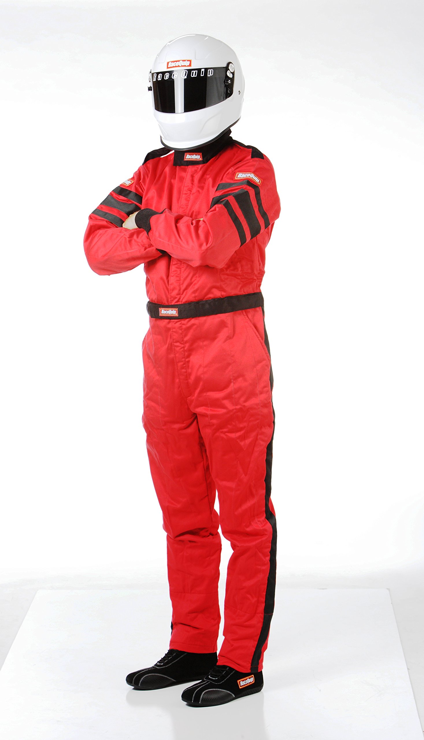 RaceQuip SFI 3.2A/5 Certified One-Piece Racing Fire Suit - Multi-Layer Flame Resistant Red Large (120015) for Professional Motorsports & Drag Racing