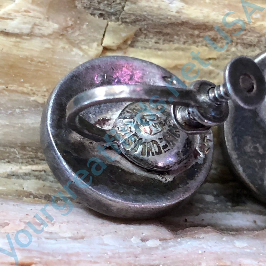 Vintage Mexican Los Castillo Turquoise Chip Mosaic Screw Back Earrings - Handmade Silver Jewelry for Women - Perfect for Boho, Western & Festival Fashion