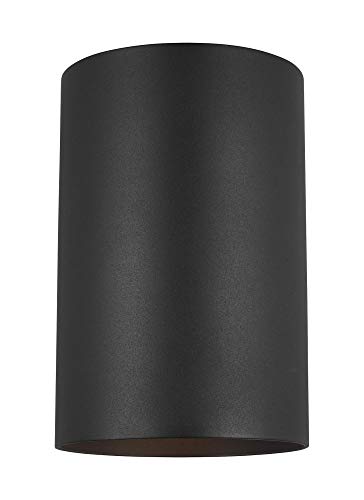 Generation Lighting 1-Light Outdoor Cylinder Transitional Wall Sconce in Black (8313901-12) - Weatherproof Exterior Light Fixture for Porch, Patio & Garden - Compatible with Standard & LED Bulbs