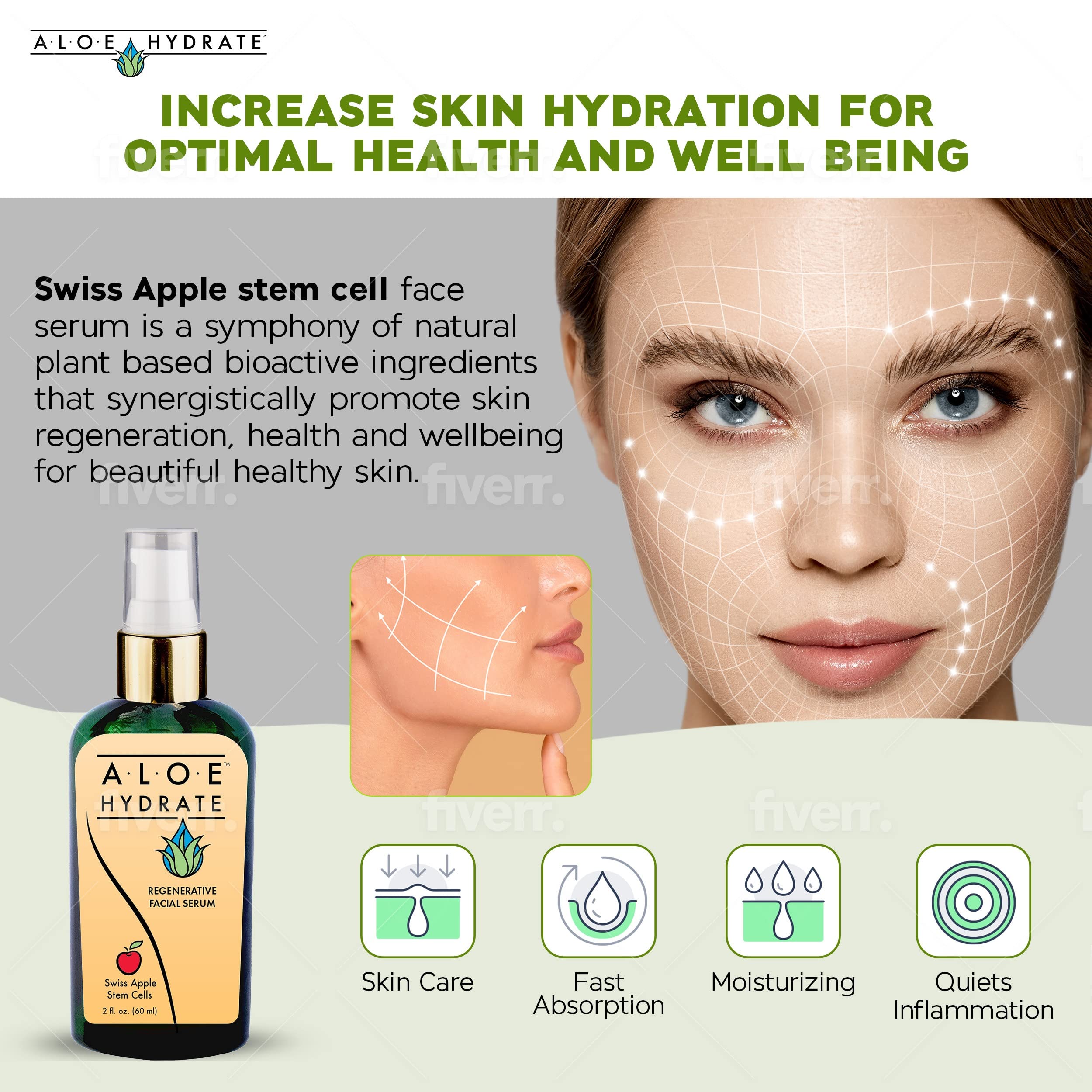 Swiss Apple Stem Cell Serum for Face – Anti-Aging Plant Based Serum with Hyaluronic Acid & Ceramide to Reduce Wrinkles, Plump Skin & Boost Cell Regeneration | Hydrating & Firming Treatment for Daily Skincare Routine
