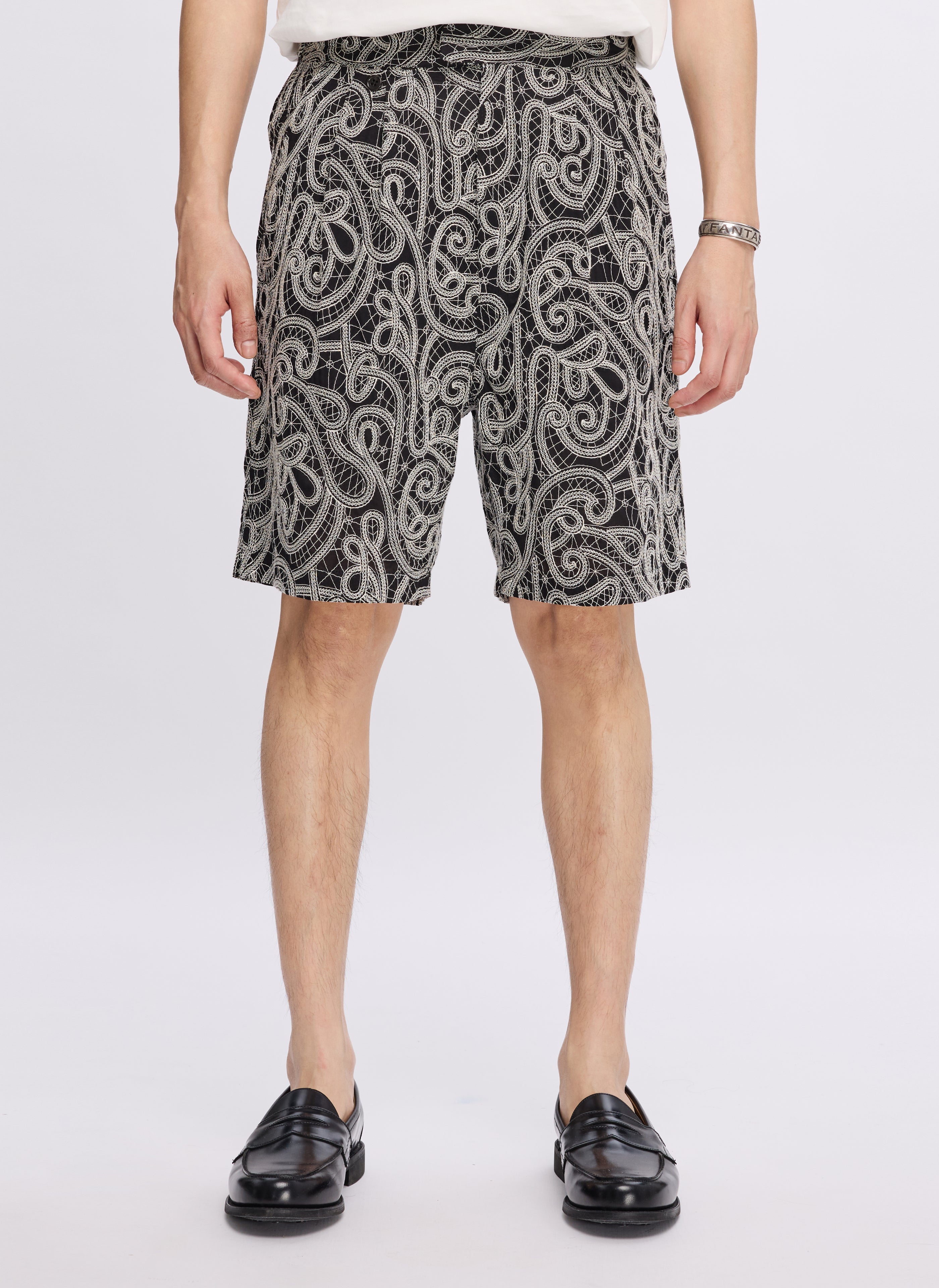 **Cotton Embroidery Paisley Double Pleat Shorts for Women - Boho Summer Casual Shorts with Comfortable Fit - Perfect for Beach, Travel, and Everyday Wear**