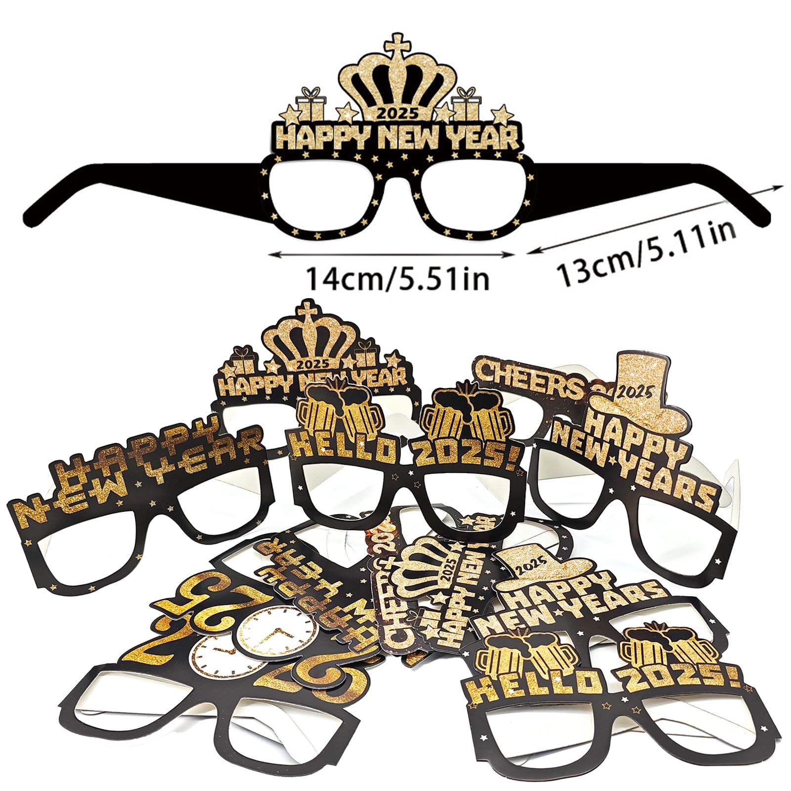 2025 New Year's Eve Glasses - 12Pcs Happy New Year Party Decorations & Eyewear Props for NYE Celebrations, Adult Party Favors & Dress Up Accessories - Perfect for Countdown Parties, Themed Events and Festive Gatherings