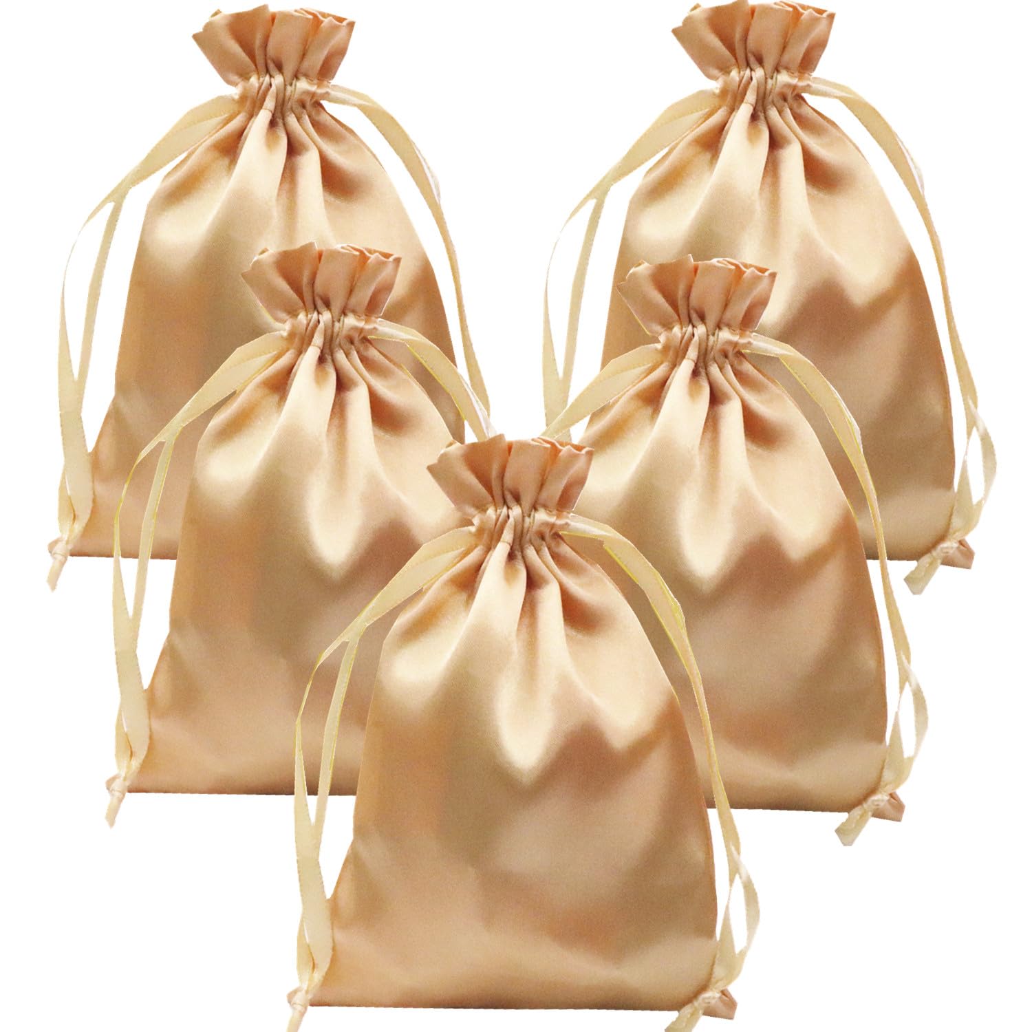 35 Pack 5x7 Inch Satin Drawstring Gift Bags - Premium Silk Jewelry Pouches, Party Favor Bags for Christmas, Weddings & Special Occasions (Gold) - Perfect for Jewelry, Cosmetics, Wedding Favors & Holiday Gifts