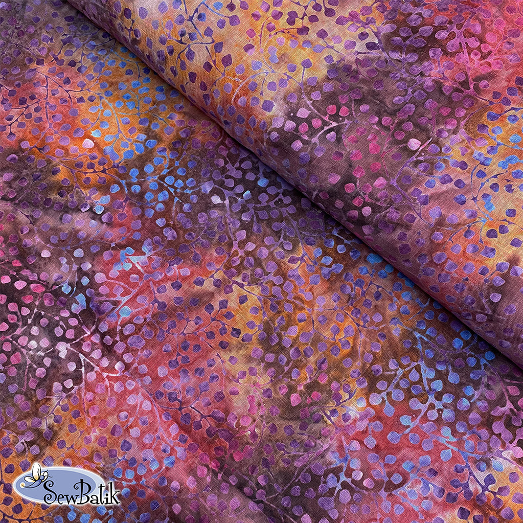 54 Batik Linen Fabric - Gardenista Vine Pattern in Firecracker Red - Perfect for Home Decor, DIY Projects, and Fashion Accessories