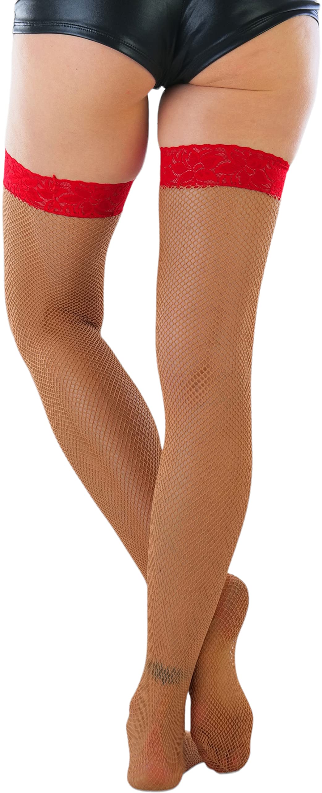 ToBeInStyle Women's Fishnet Thigh High Stockings - Sexy Sheer Bright & Vibrant Tights for Cosplay, Halloween, Party Outfits & Fashion Accessories