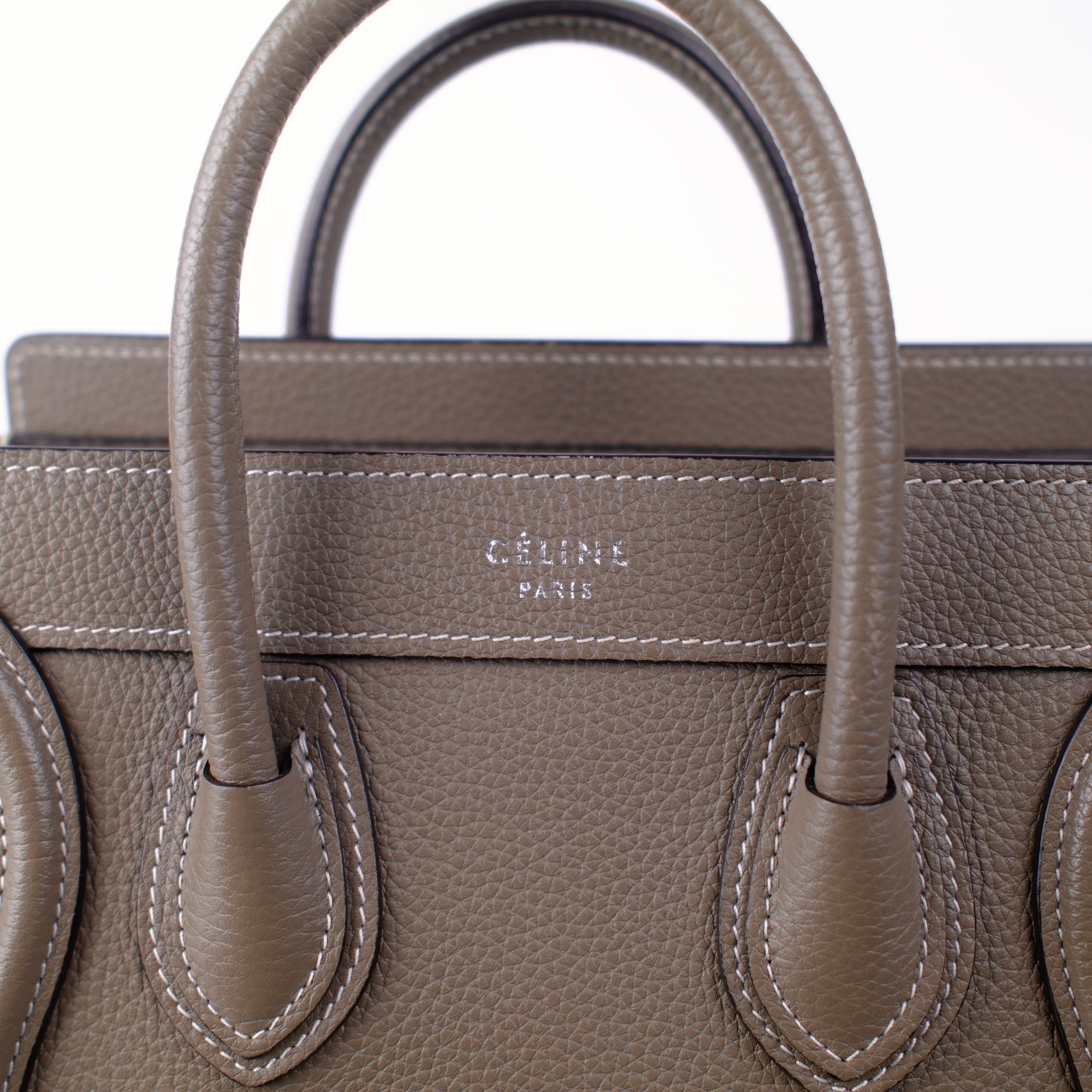 Celine Luggage Nano Bag in Taupe Calfskin Leather - Stylish & Durable Handbag for Women, Perfect for Work, Travel & Everyday Use