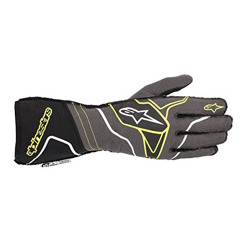 FIA8856-2018/SFI Certified Tech 1-ZX V2 Racing Gloves - 2020 Model, Size Medium, Anthracite/Yellow Fluo/Black (3550320-1451-M) - Perfect for Motorsports, Karting & Track Racing
