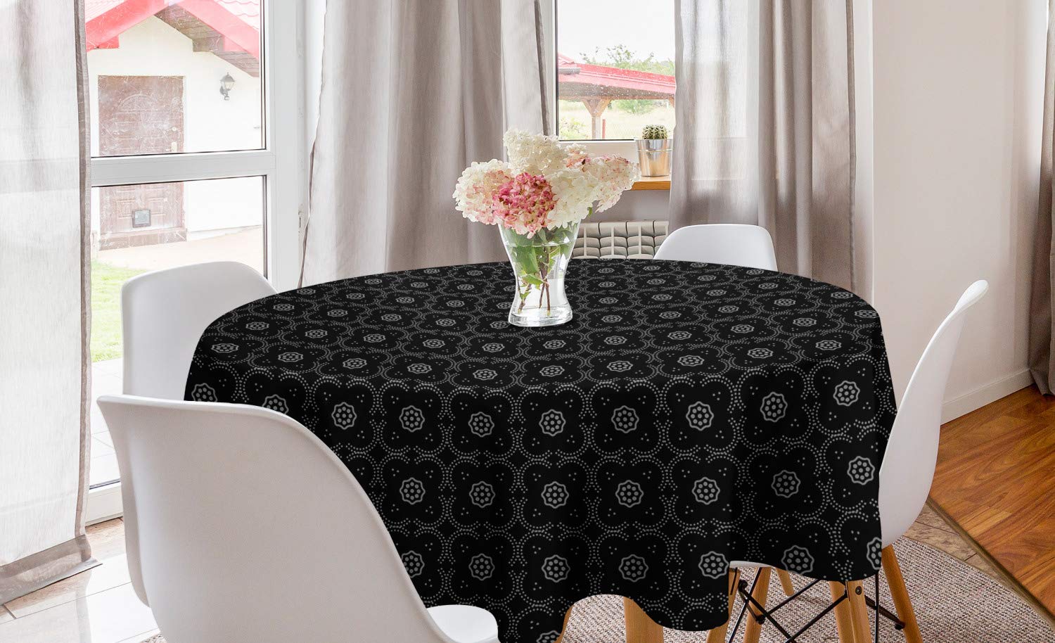 Ambesonne Floral Round Tablecloth 60