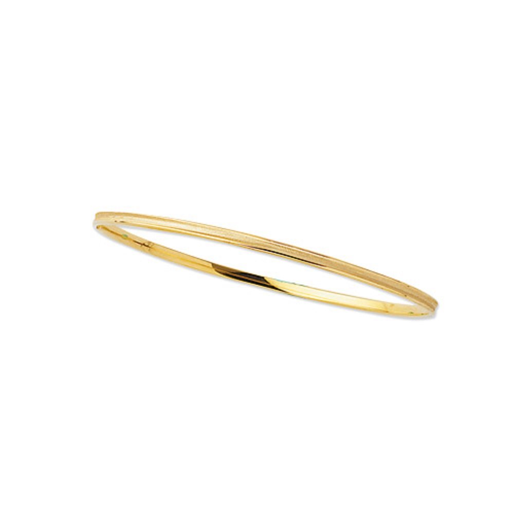 14K Gold Stackable Textured Bangle Bracelet - 8