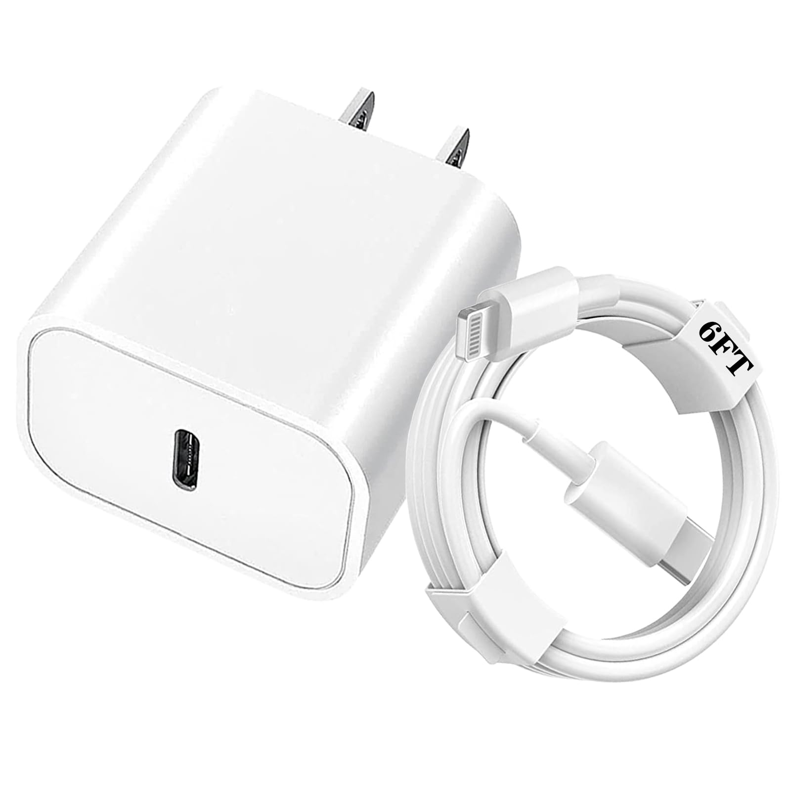 20W USB C Fast Charger Block with 6FT USB-C to Lightning Cable - Compatible with iPhone 14 Pro/13 Pro/12/12 Pro Max/11/XS Max/XR/X/8 - Quick Charge for Home, Office & Travel