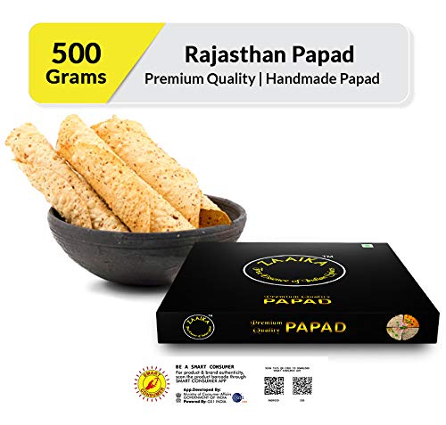 Premium Zaaika Rajasthani Papad - Crunchy Indian Snack Made with Moong & Urad Dal Mix - 500g Pack - Perfect for Parties, Tea Time & Healthy Munching