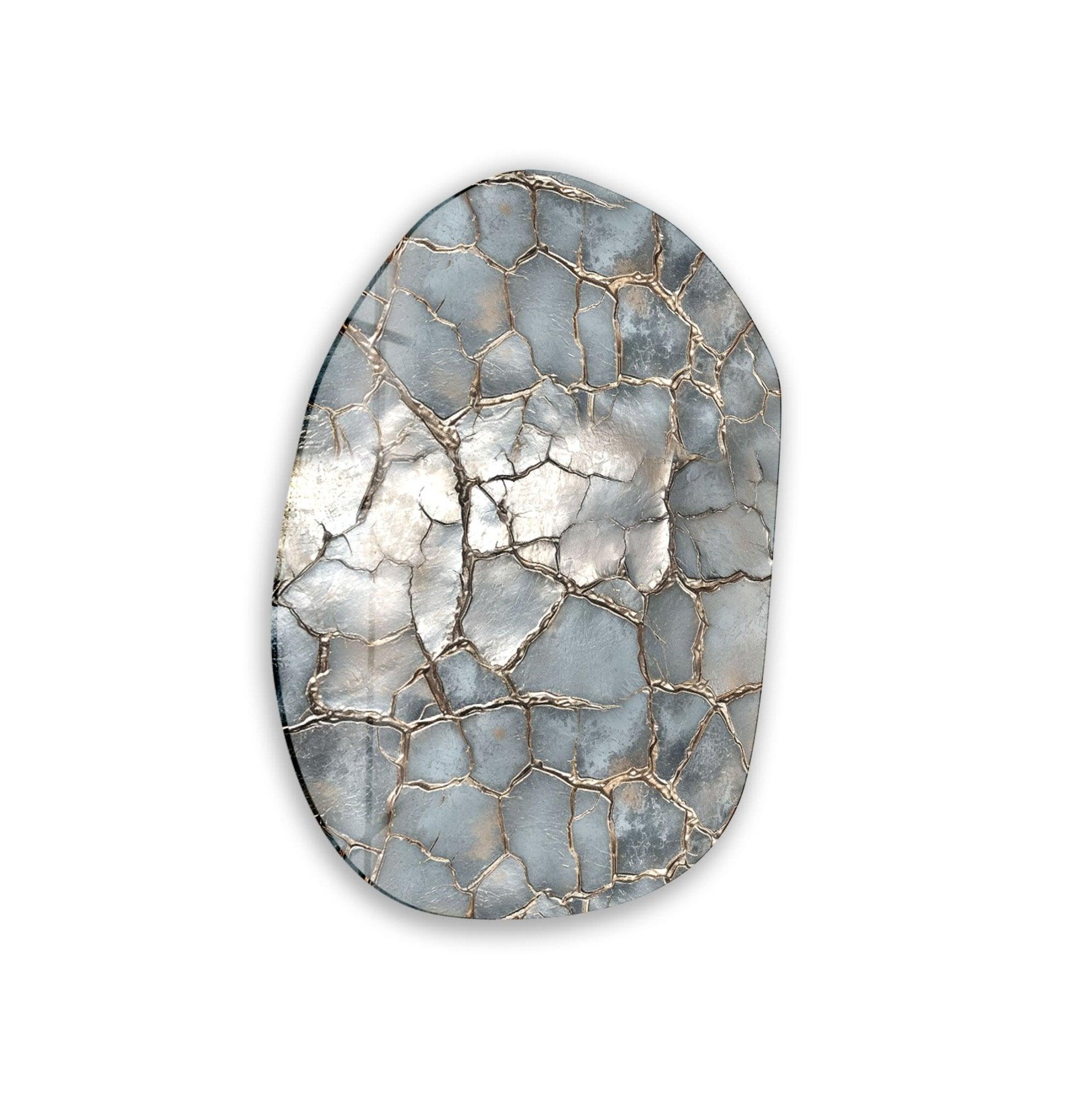 Abstract Silver Decorative Glass Wall Art - Modern Home Decor for Living Room, Bedroom & Office - Elegant Handmade Glass Panel for Wall Display
