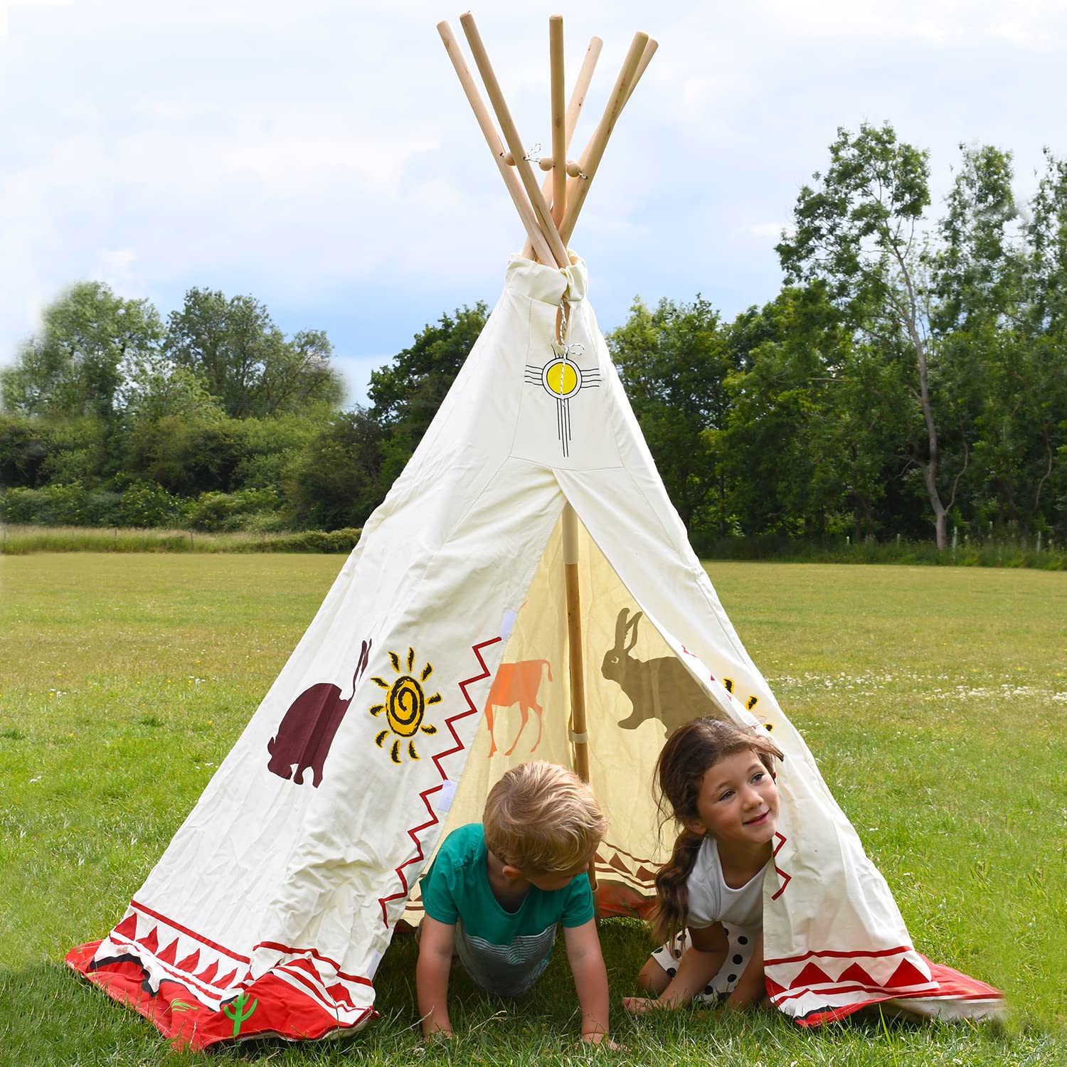 Kids Play Teepee Tent - Cotton Indian Tipi Playhouse for Indoor & Outdoor Games | Perfect for Backyard, Camping, and Imaginative Play