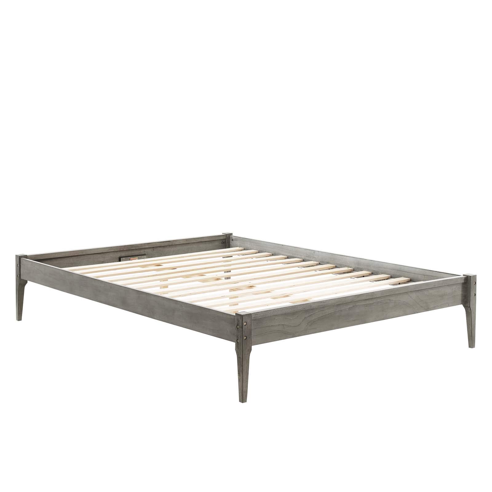 Modway June Full Wood Platform Bed Frame with Headboard - Queen Size, Gray - Sturdy & Modern Bed Frame for Master Bedroom or Guest Room